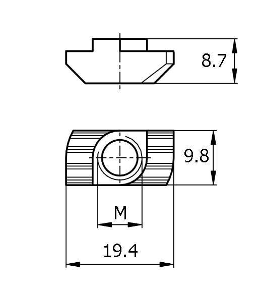 M8 T Nut 10mm SlotStainless SteelBosch RexrothHammer Nut3842536603 