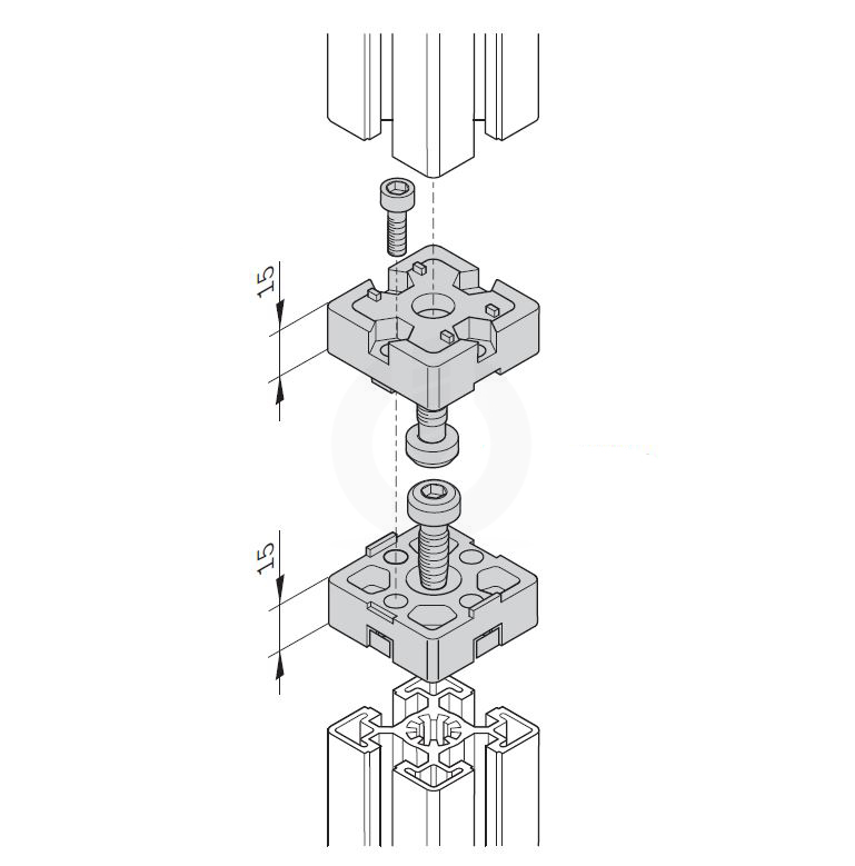40 x 40mm End Connector Bosch Rexroth 3842532196 3842538657