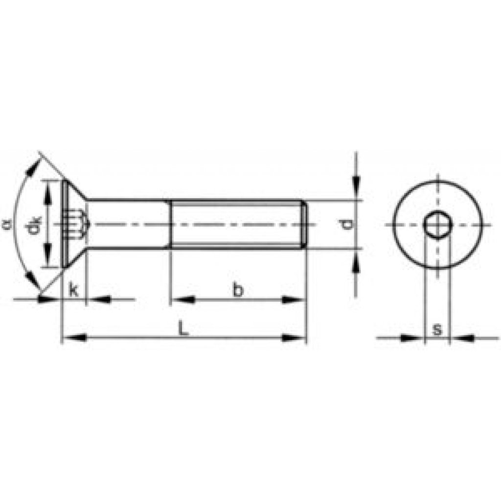 M4 x 20mm Hexagon Socket Countersunk Head Screw Stainless Steel